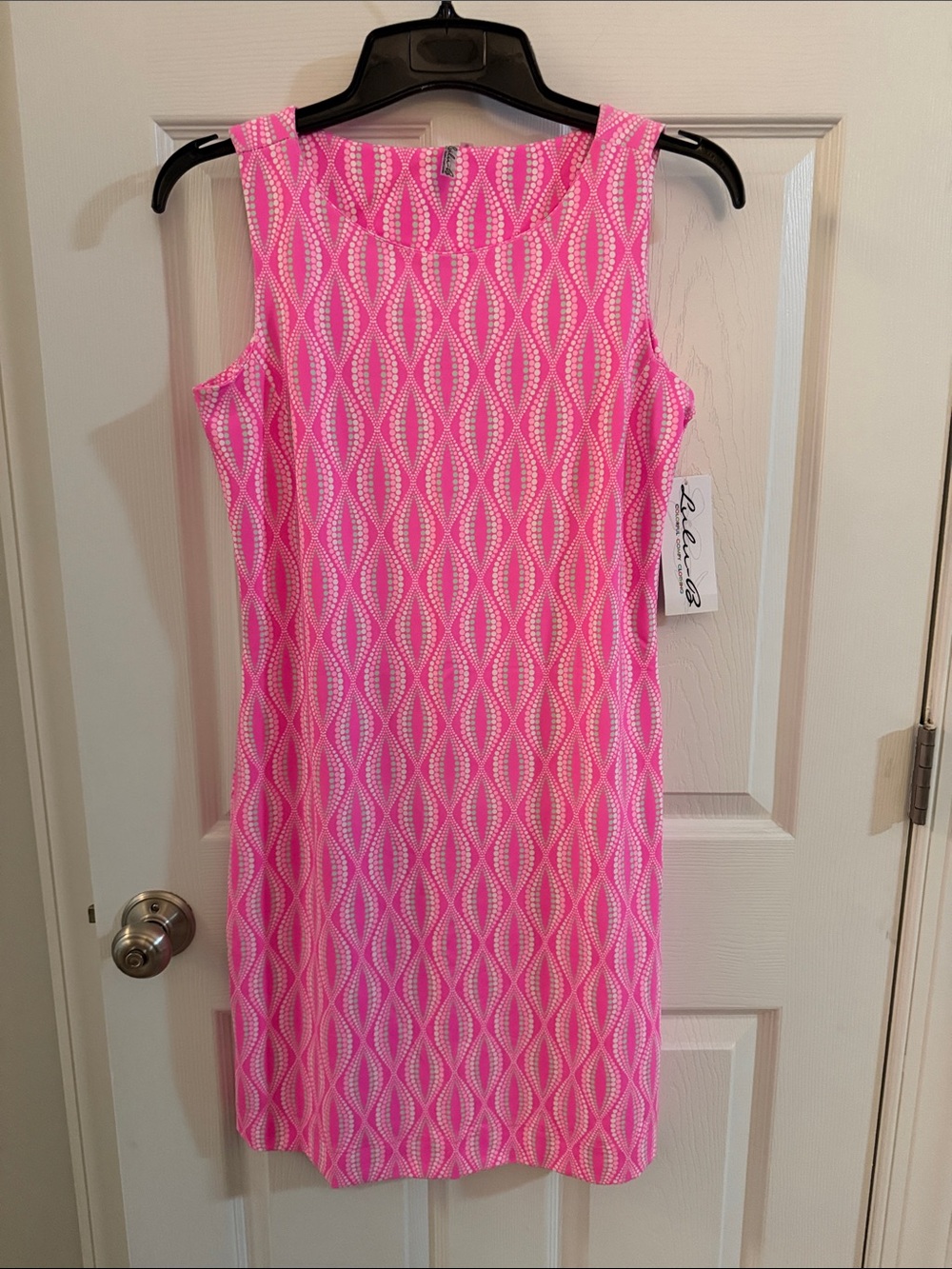 Lulu-B Pink Sleeveless Wave-Pattern Mini Dress